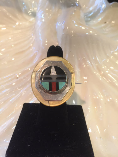 Vintage sun face with mother of pearl