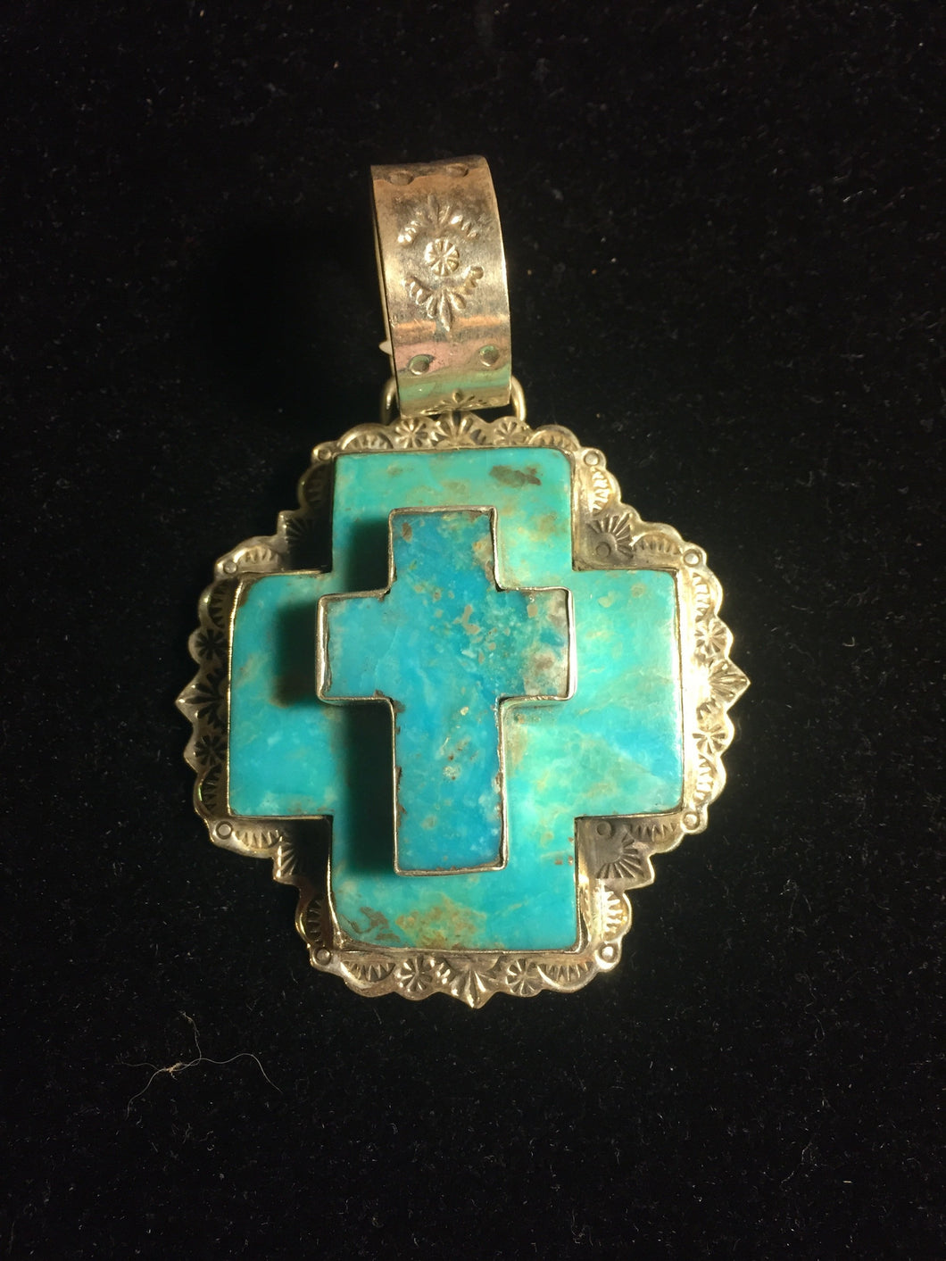 Double cross Turquoise pendant