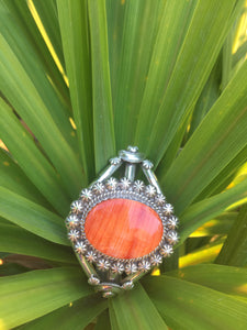 Yummy orange spiny oyster Sterling silver bracelet