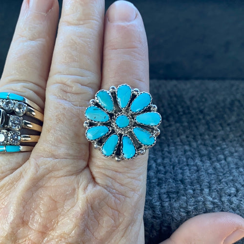 Zuni flower ring
