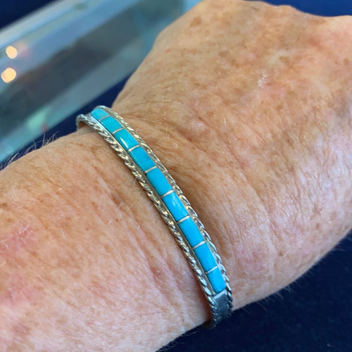 Thin turquoise stacker bracelet