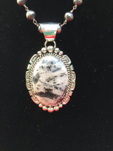 Smaller white Buffalo Turquoise oval pendant #1