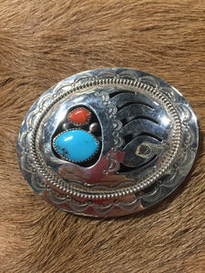 Turquoise and Corral belt bucklet