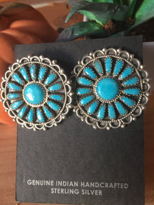 Zuni round, circle Turquoise earrinhs