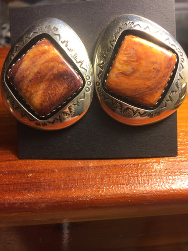 Large diamond shaped Spiny Oyster earrings