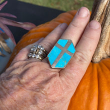Cross Turquoise inlay ring vintage