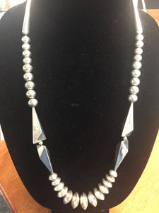 Classic Sterling silver triangular beaded necklace