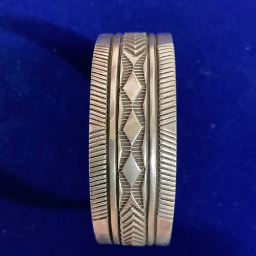 Solid Sterling Silver B Morgan traditional Navajo bracelet