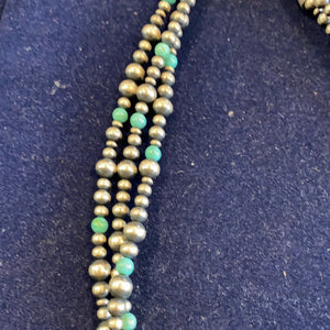 3 strand Turquoise and Navajo Pearls 16 inches