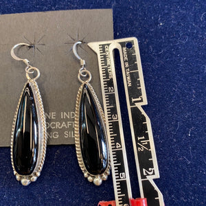 The long tear drop onyx earrings.