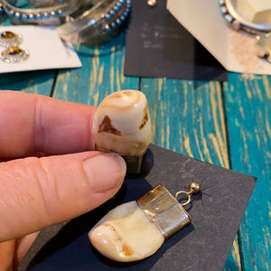 Elk tooth 14 K gold earrings!