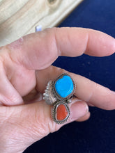 Vintage Turquoise and snake eye coral ring