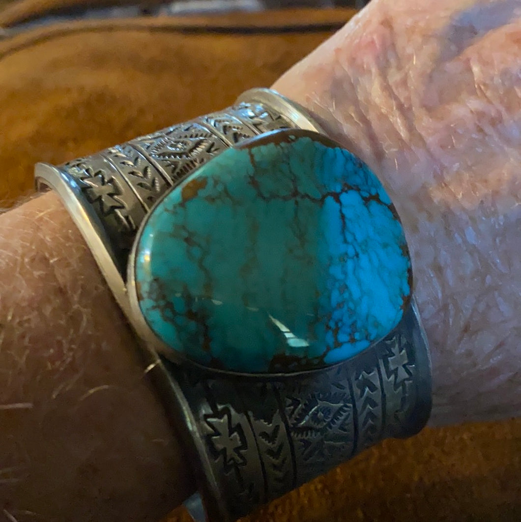 Large Single Stone Heavy sterling bracelet