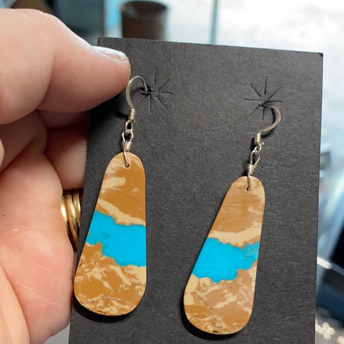 Amazingly shaped Turquoise slab earrings