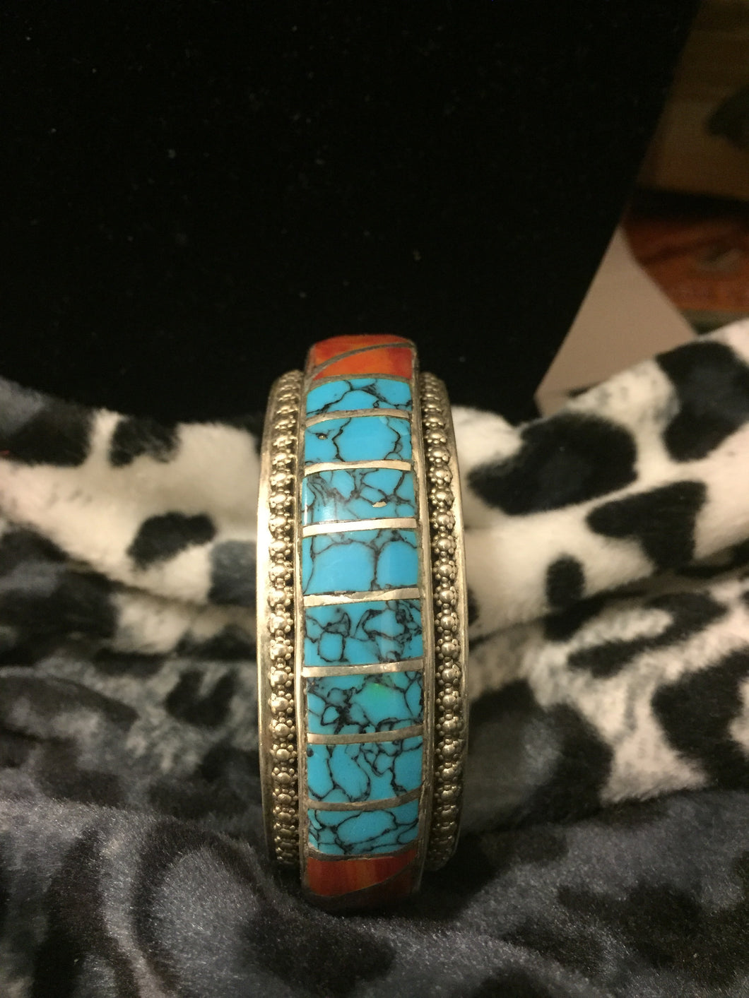 Inlay Turquoise and spiny oyster bracelet