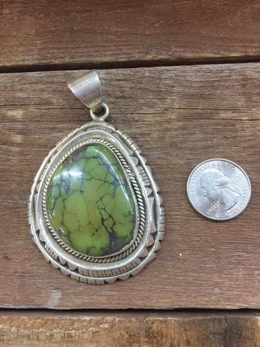 Large heavy green Turquoise pendant
