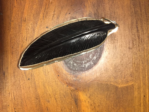 Black onyx carved feather