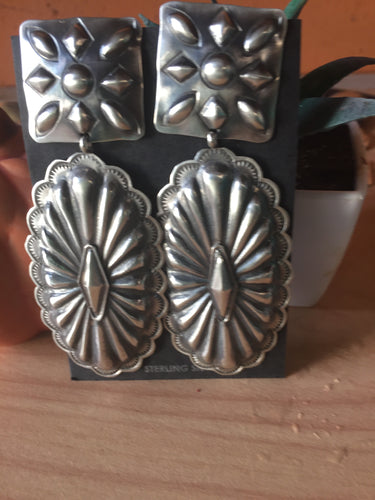 Rita lee Sterling silver concho earrings