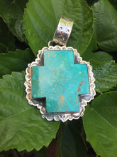 Extra large cross Kingman Turquoise pendant