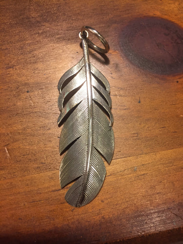 Sterling Silver feather pendant 3 inches