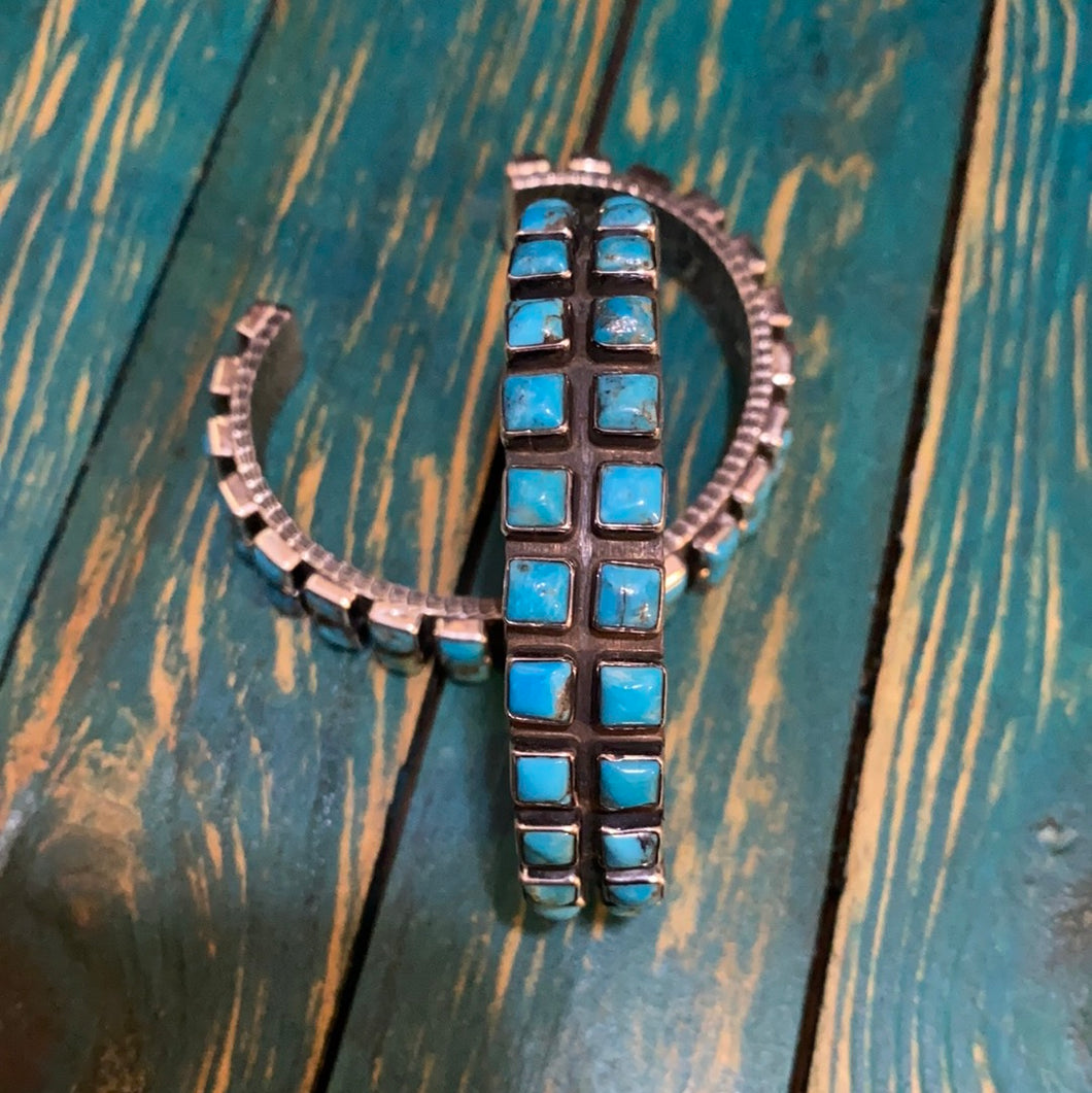 Double row turquoise and Sterling Silver bracelet