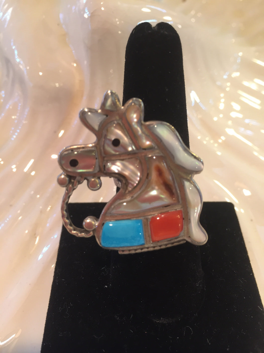 Inlay horse Turquoise , Corral , mother of pearl