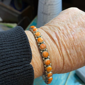 Orange Spiny Oyster round stoned  bracelet