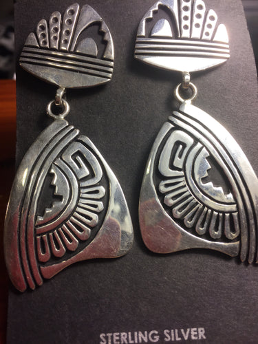 Sterling Silver heavy tooled earrings