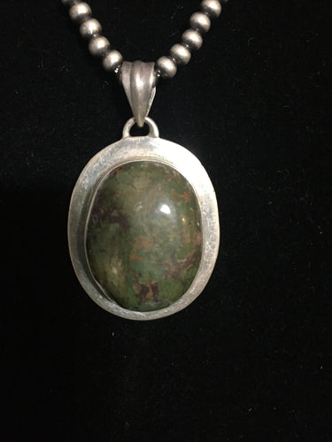 Vintage smooth nugget Nevada green pendant