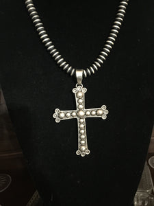 Large Sterling silver bead cross