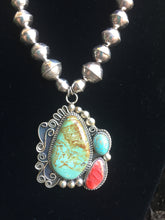 Super Navajo Turquoise, shell and Sterling silver necklace