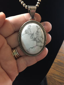 Large Howlite stone pendant