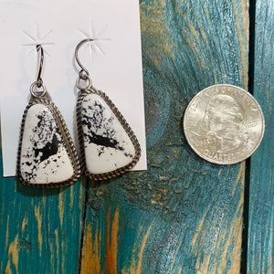 “The speckles” dangle white Buffalo earrings