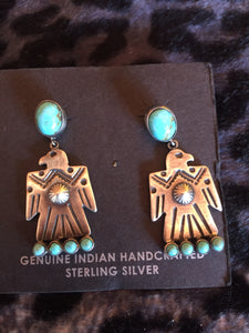 Sterling silver Thunderbird button earrings